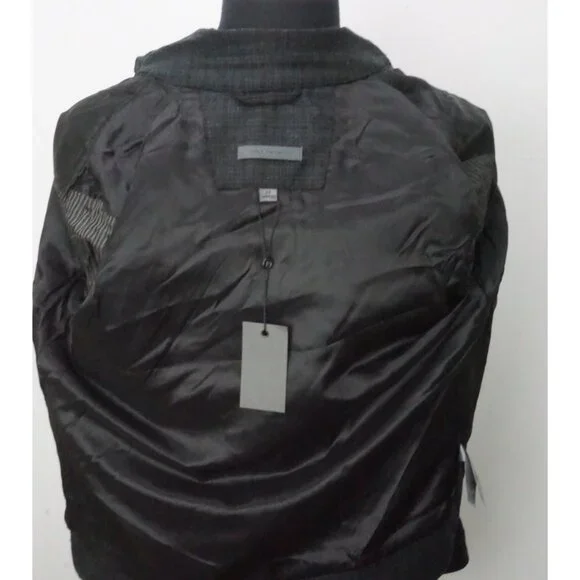 John Varvatos Gray Black Plaid Flannel Wool Blend Jacket Sz 36 Brand New